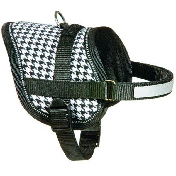 FLAMINGO Ayarlanabilir Köpek Göğüs Tasması 26-35cm (Siyah-Beyaz)