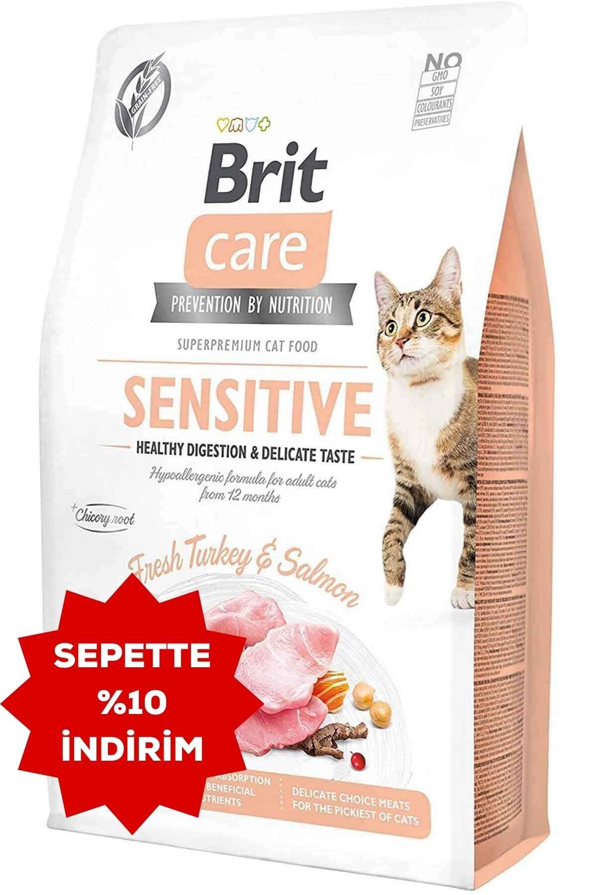 BRIT CARE Sensitive Sindirim Sistemi Destekleyici Somonlu Tahılsız Hipoalerjenik Yetişkin Kedi Maması 2 Kg