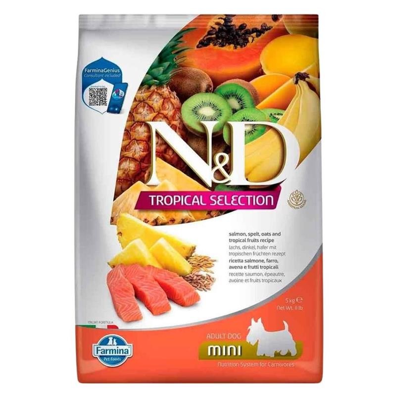 N&D Tropical Selection Somonlu ve Tropikal Meyveli Mini Irk Yetişkin Köpek Maması 5 Kg
