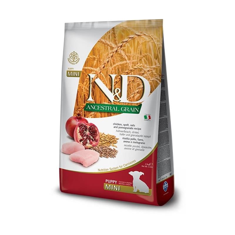 N&D Düşük Tahıllı Tavuklu ve Narlı Küçük Irk Yavru Köpek Maması 2,5 Kg