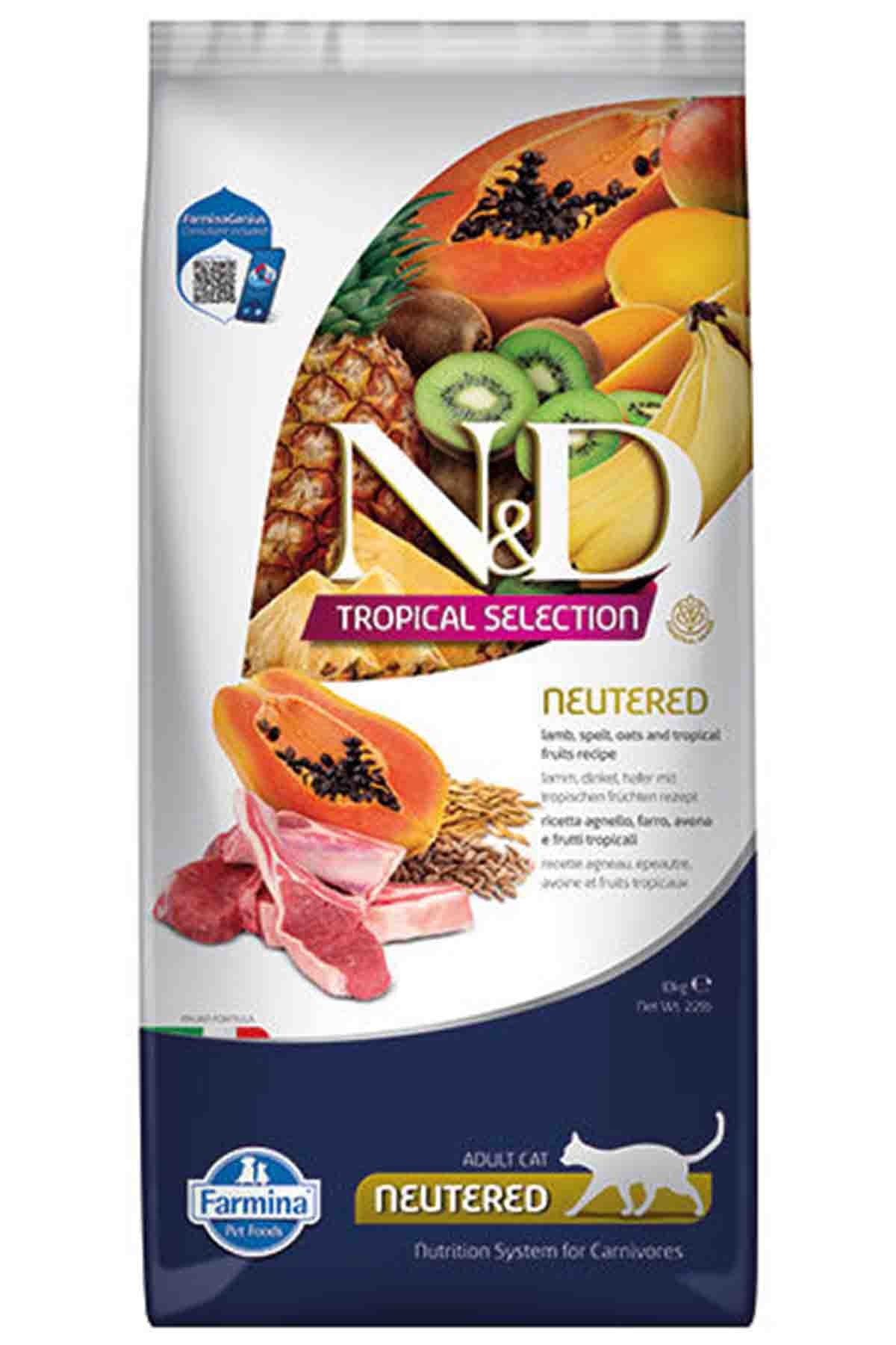 N&D Tropical Selection Kuzulu ve Tropikal Meyveli Kısırlaştırılmış Kedi Maması 10 Kg