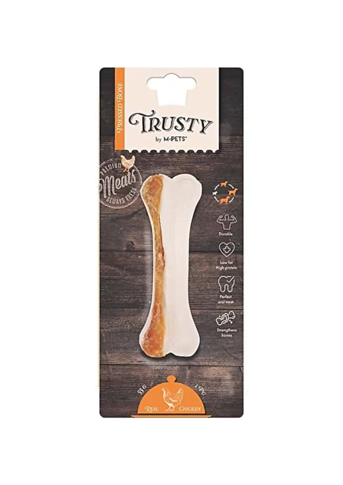 M-PETS TRUSTY CHICKEN PRESS KEMİK 55GR/12,7CM