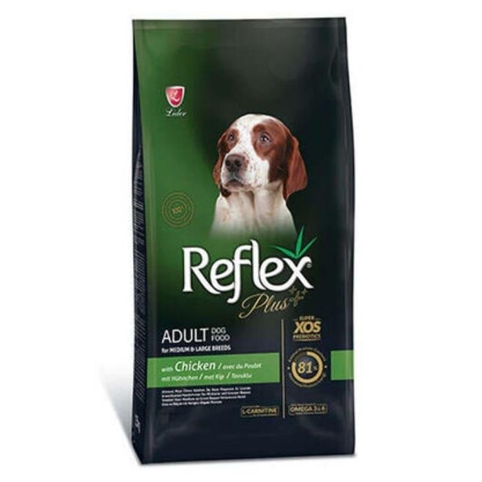 REFLEX Plus Orta & Büyük Irk Tavuklu Yetişkin Köpek Maması 15 Kg