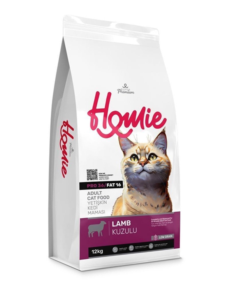 HOMIE PRO36/FAT16 Super Premium Düşük Tahıllı Kuzulu Yetişkin Kedi Maması 12 Kg