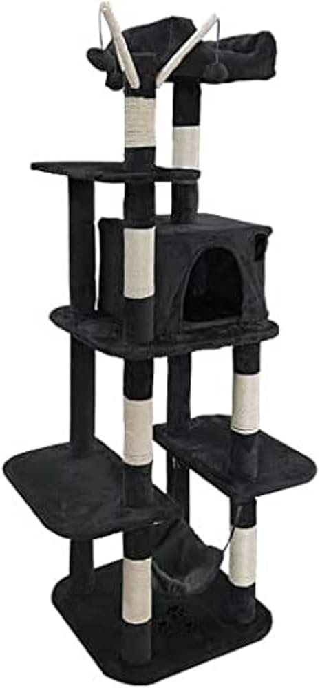 TECTAKE Kedi Tırmalama Kulesi Siyah 155 Cm