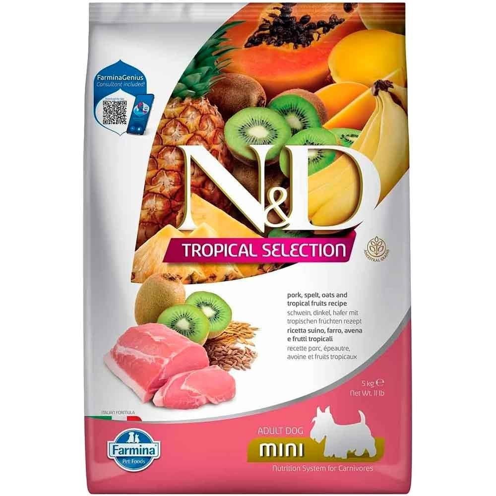 N&D Tropical Selection Domuzlu ve Tropikal Meyveli Mini Irk Yetişkin Köpek Maması 5 Kg