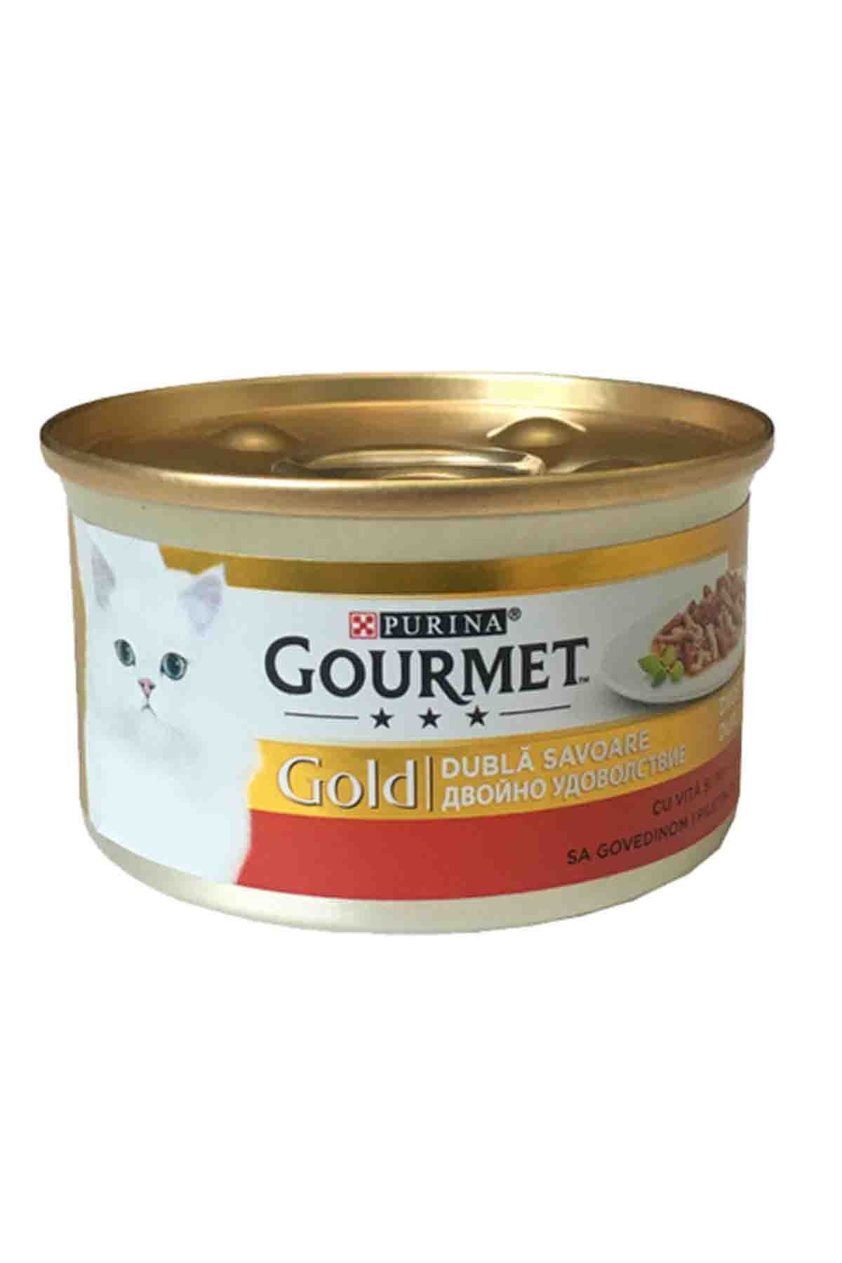 GOURMET Gold Parça Sığır Etli ve Tavuklu Yetişkin Kedi Konservesi 85gr
