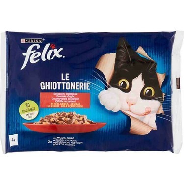 FELIX Multipack Sığır ve Tavuk Etli Yetişkin Yaş Kedi Maması 4x85gr