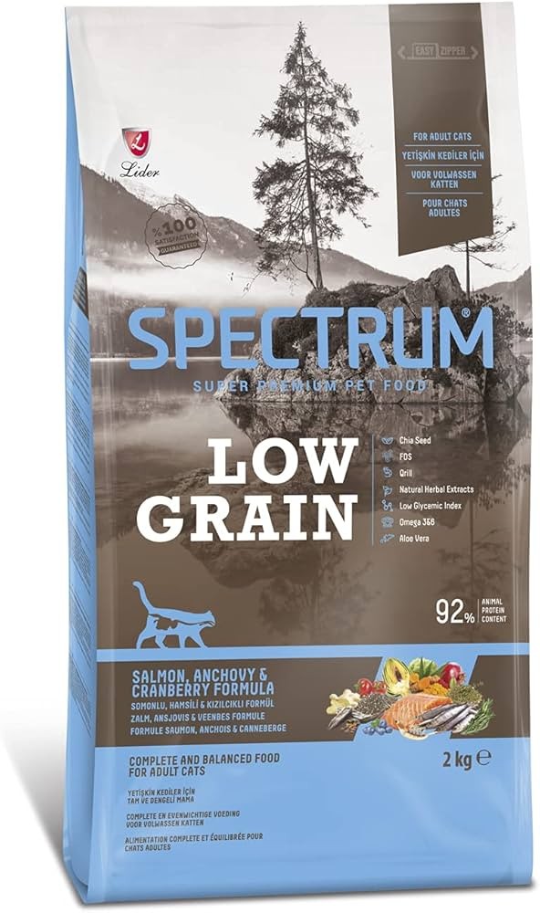 SPECTRUM Düşük Tahıllı Somon, Hamsi ve Yaban Mersinli Yetişkin Kedi Maması 2 Kg