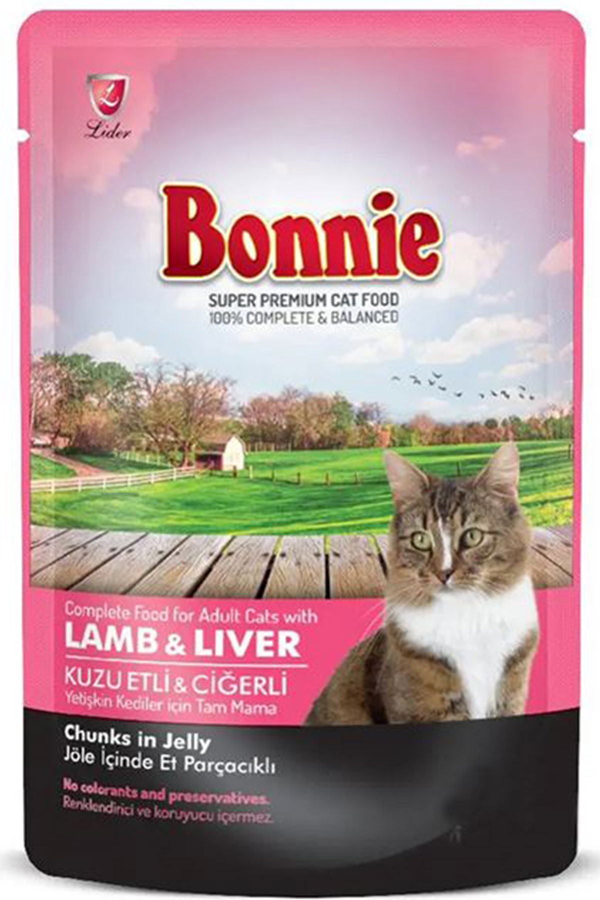 BONNIE Kuzulu ve Ciğerli Jelly Pouch Yetişkin Kedi Konservesi 85 Gr