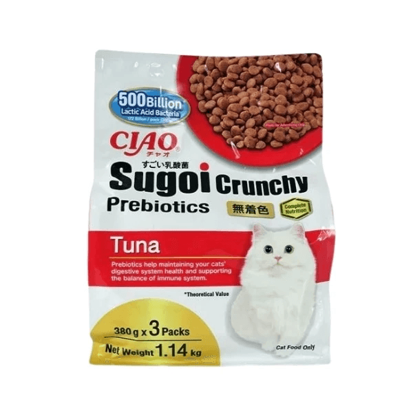 CIAO SUGOI Crunchy Ton Balıklı Prebiotik Kedi Maması 380 Gr x 3 Paket (1,14 Kg)