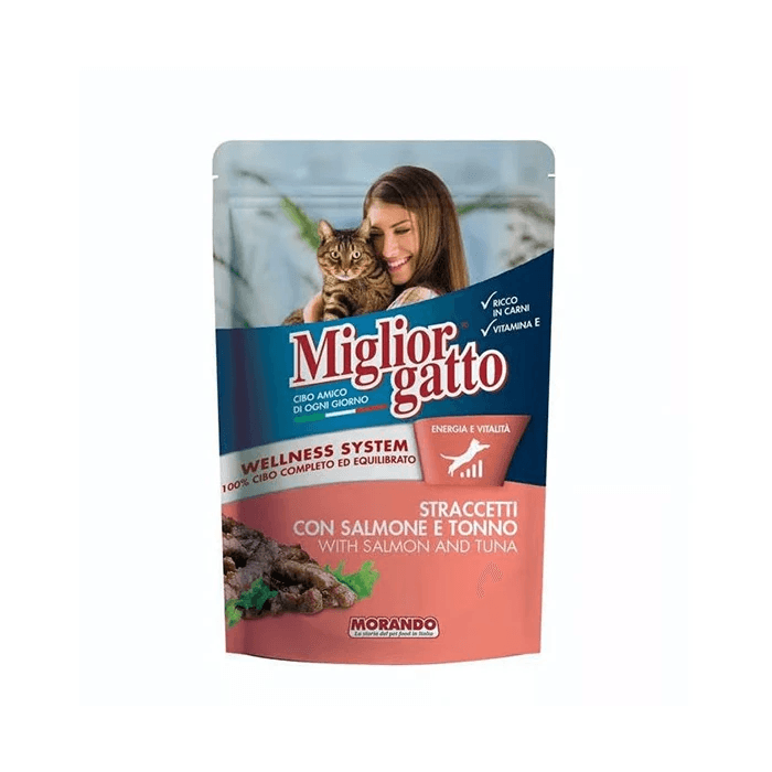 MIGLIOR GATTO Somonlu ve Ton Balıklı Pouch Yetişkin Kedi Maması 100 Gr