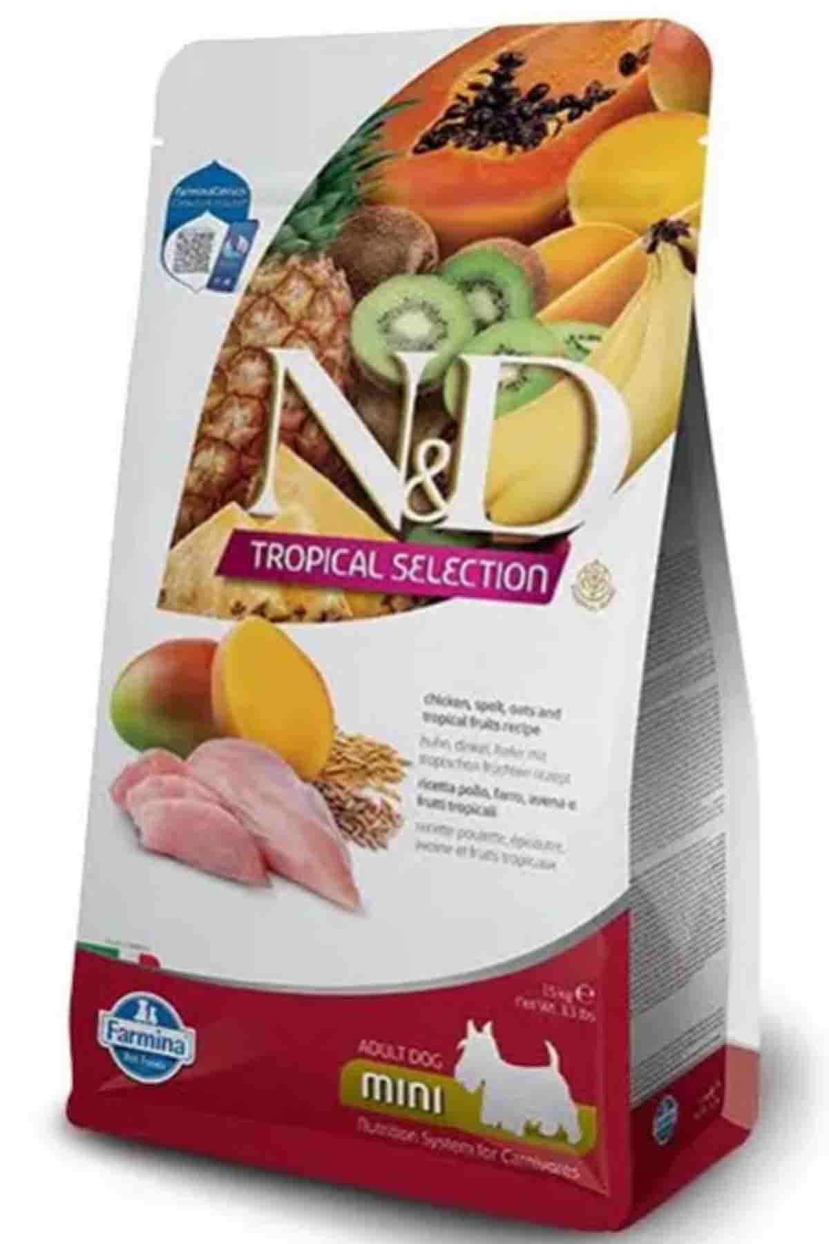 N&D Tropical Selection Tavuklu ve Tropikal Meyveli Mini Irk Yetişkin Köpek Maması 1,5 Kg