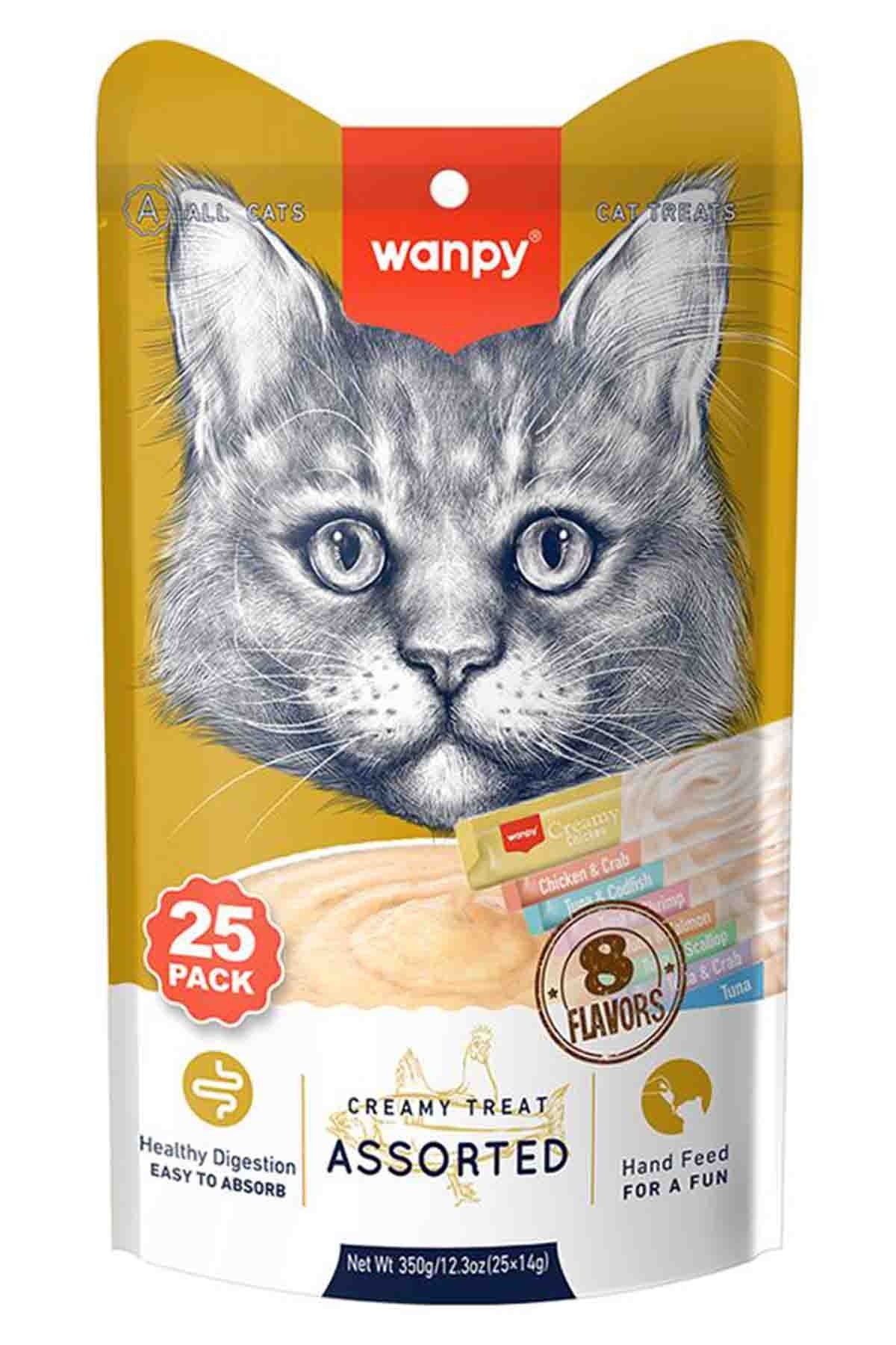 WANPY Karışık 8 Lezzetli Krema Yetişkin Kedi Ödül Maması 25x14 Gr