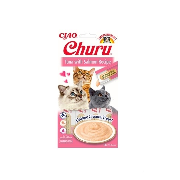 CIAO CHURU Cream Ton Balıklı ve Somonlu Sıvı Kedi Ödül Maması 4X14 Gr