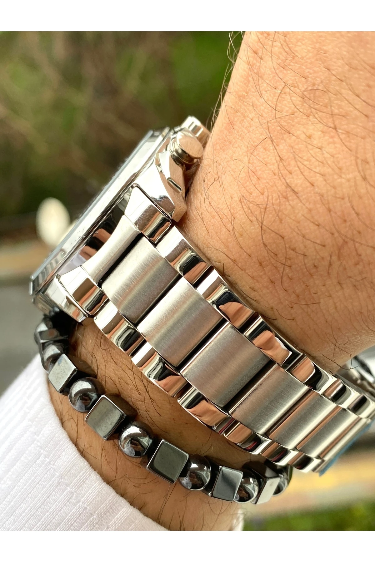 Yeni Sezon Paslanmaz Çelik Kordon Erkek Kol Saati,3ATM Su Geçirmez+Bileklik