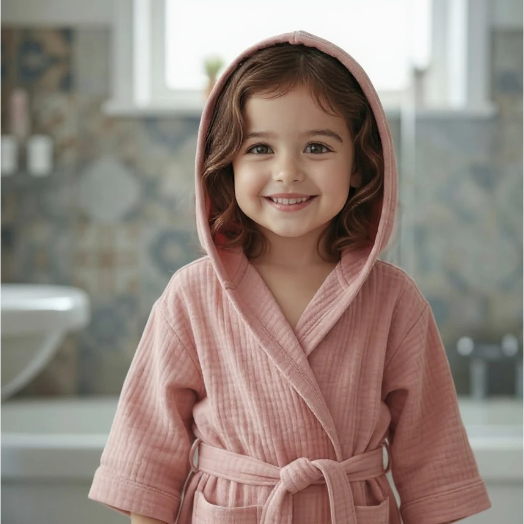 Anemos Dusty Pink Müslin Bornoz