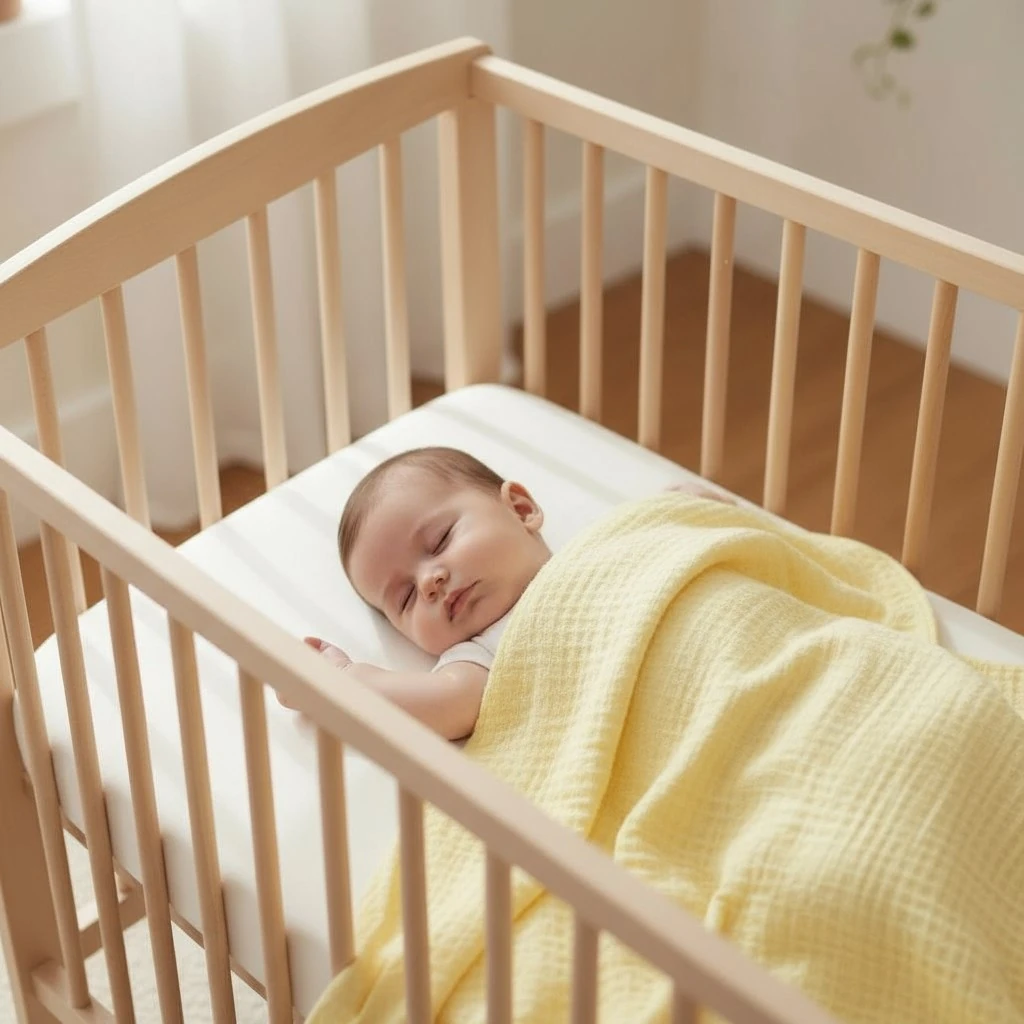 Chloe 4 Katlı Soft Yellow Müslin Örtü 