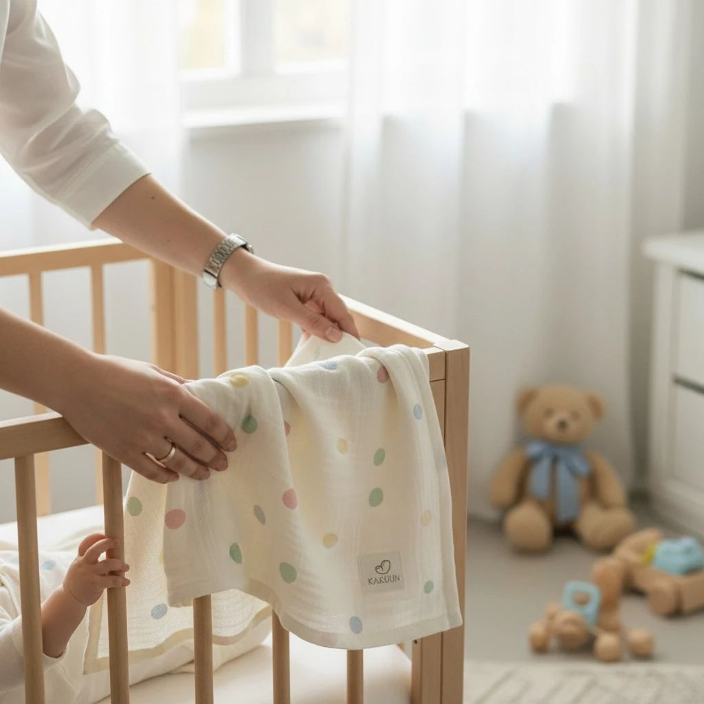 Renkli Nokta Desenli Müslin Örtü