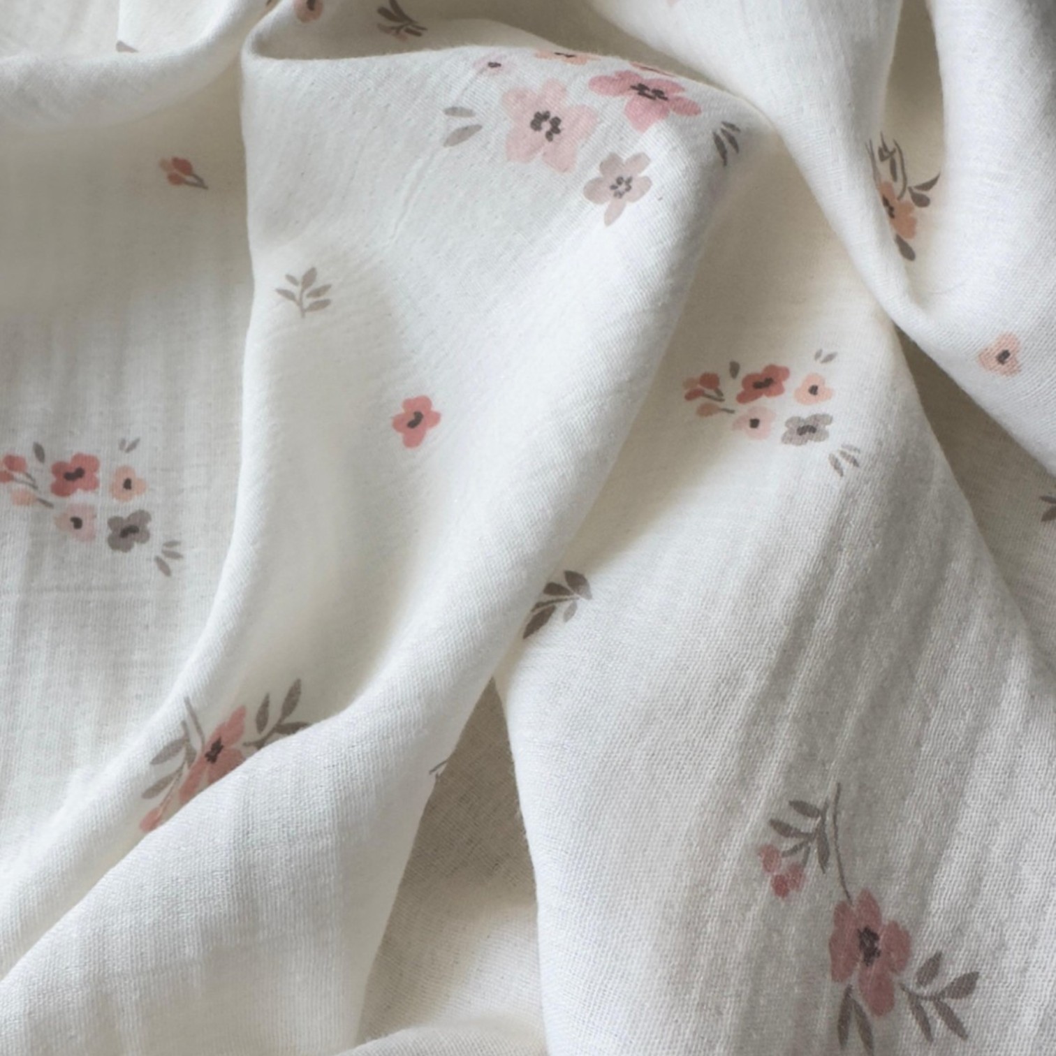 Floral Desenli Müslin Örtü