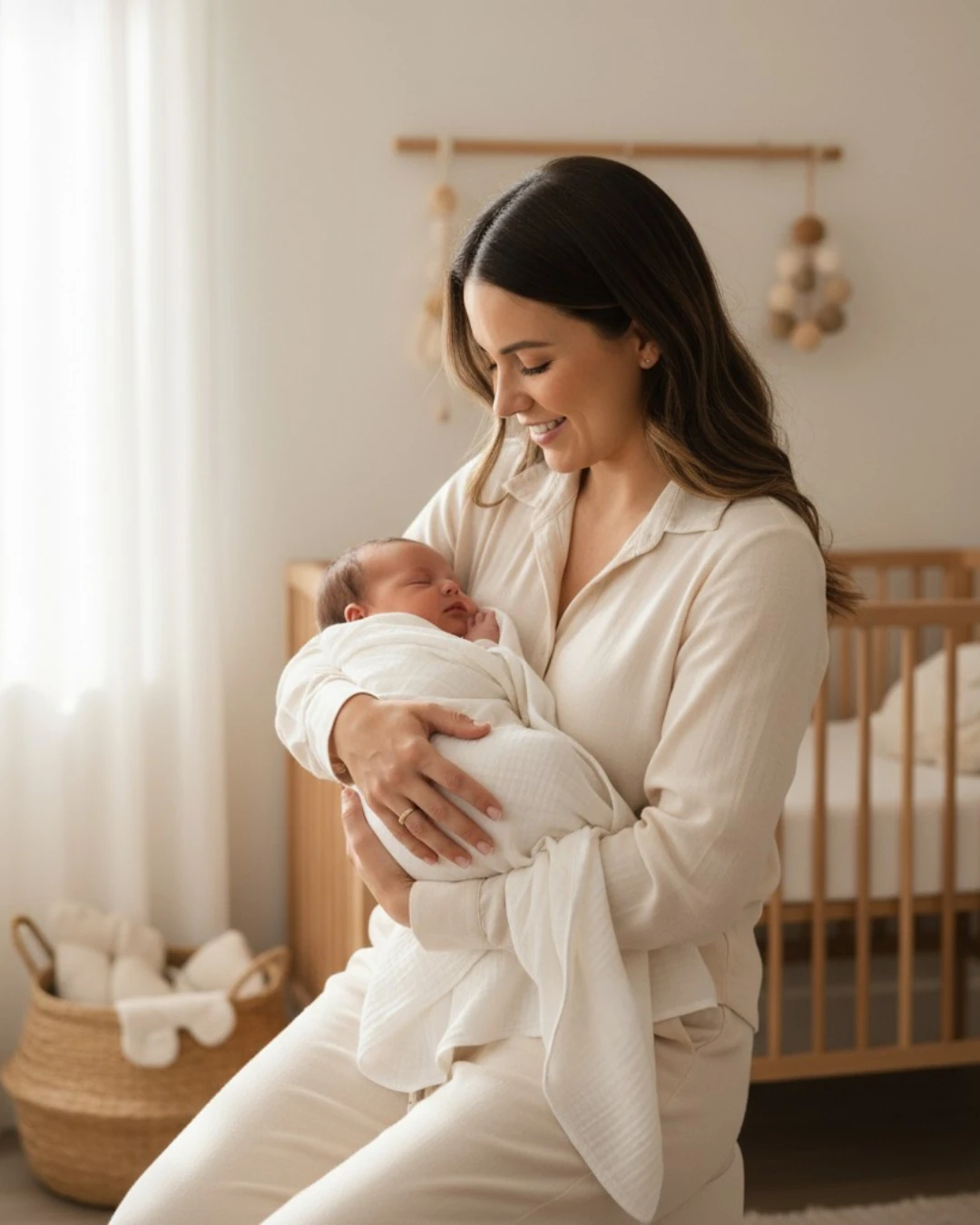 Chloe 4 Katlı Ecru Müslin Örtü