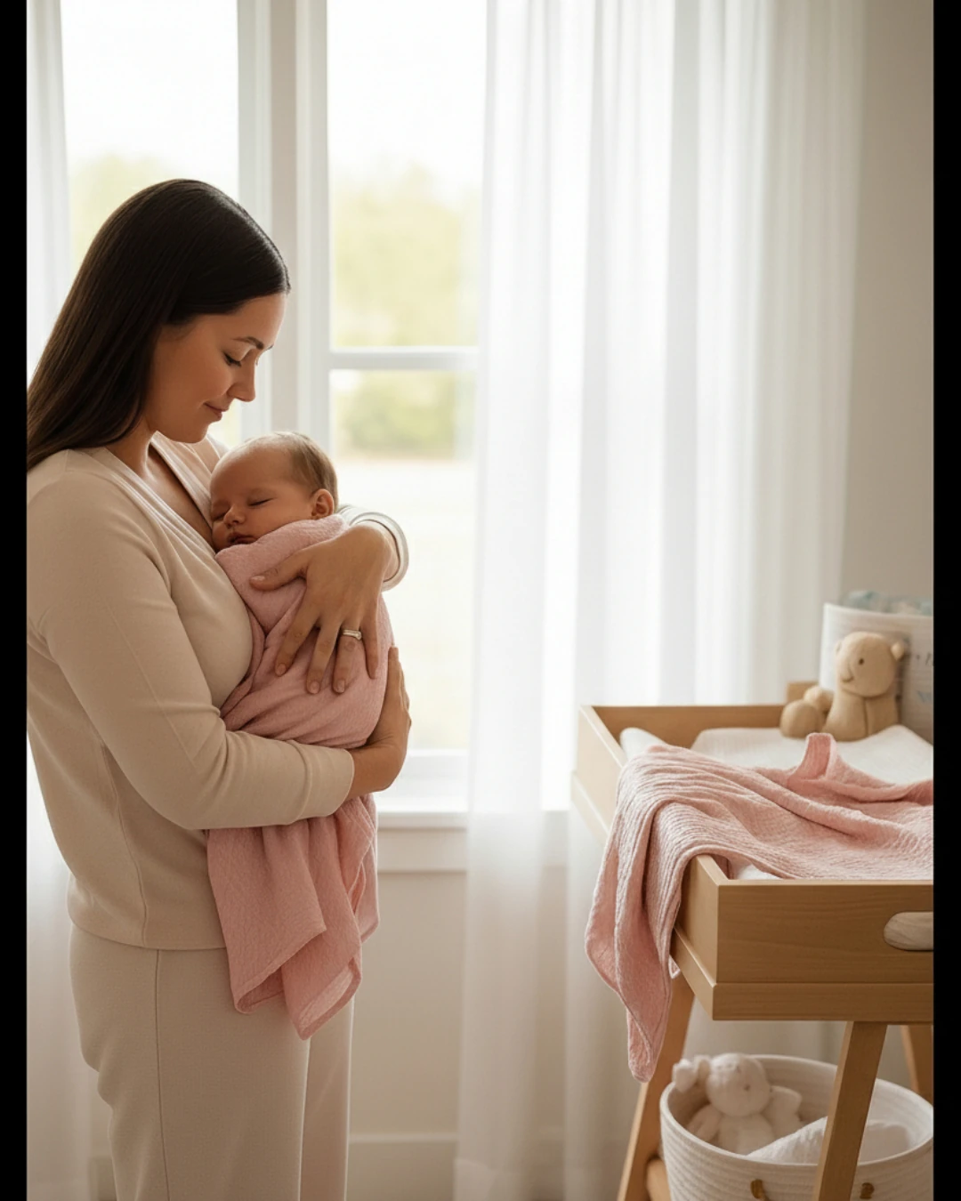 Chloe 4 Katlı Dusty Pink Düz Müslin Örtü