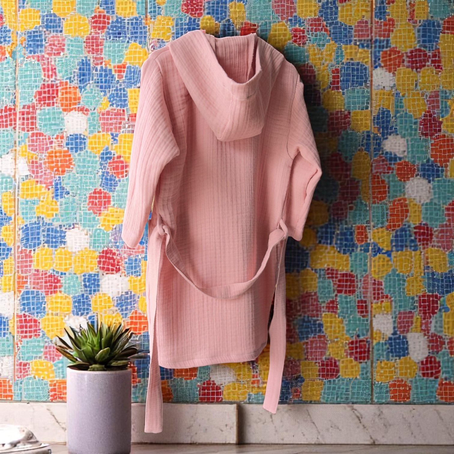 Anemos Dusty Pink Müslin Bornoz