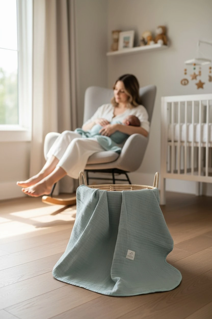 Chloe 3 Katlı Okaliptüs Yeşili Müslin Örtü