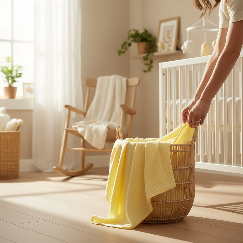 Chloe 4 Katlı Soft Yellow Müslin Örtü 