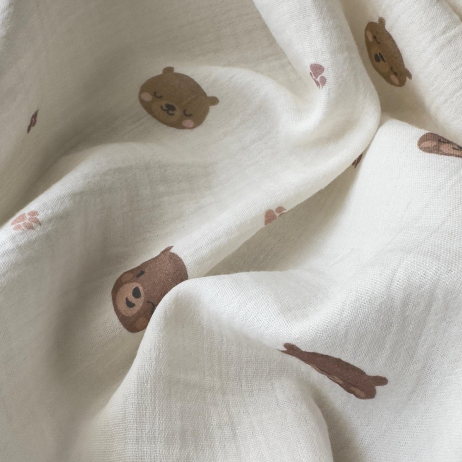 Teddy Bear Desenli Müslin Örtü