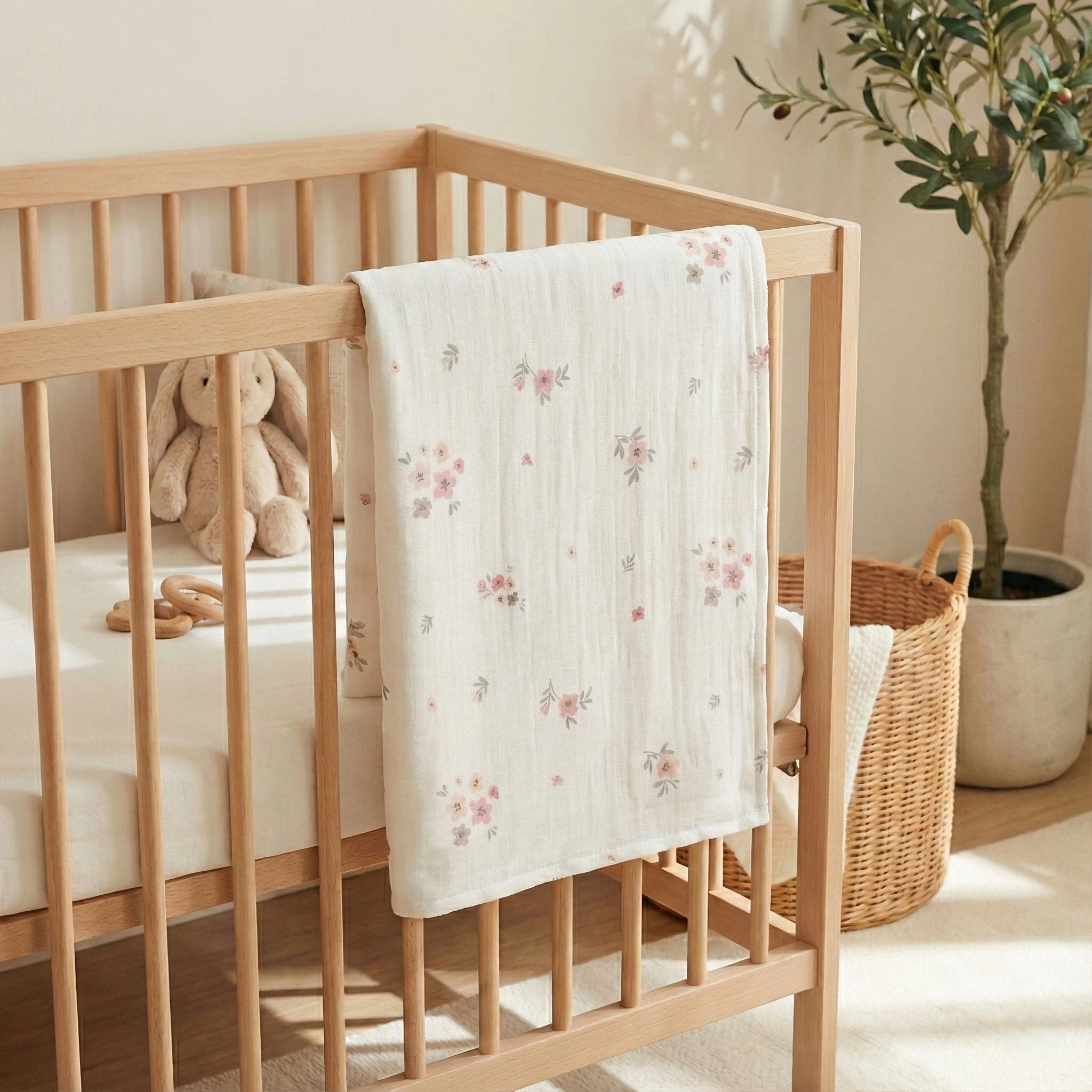 Floral Desenli Müslin Örtü