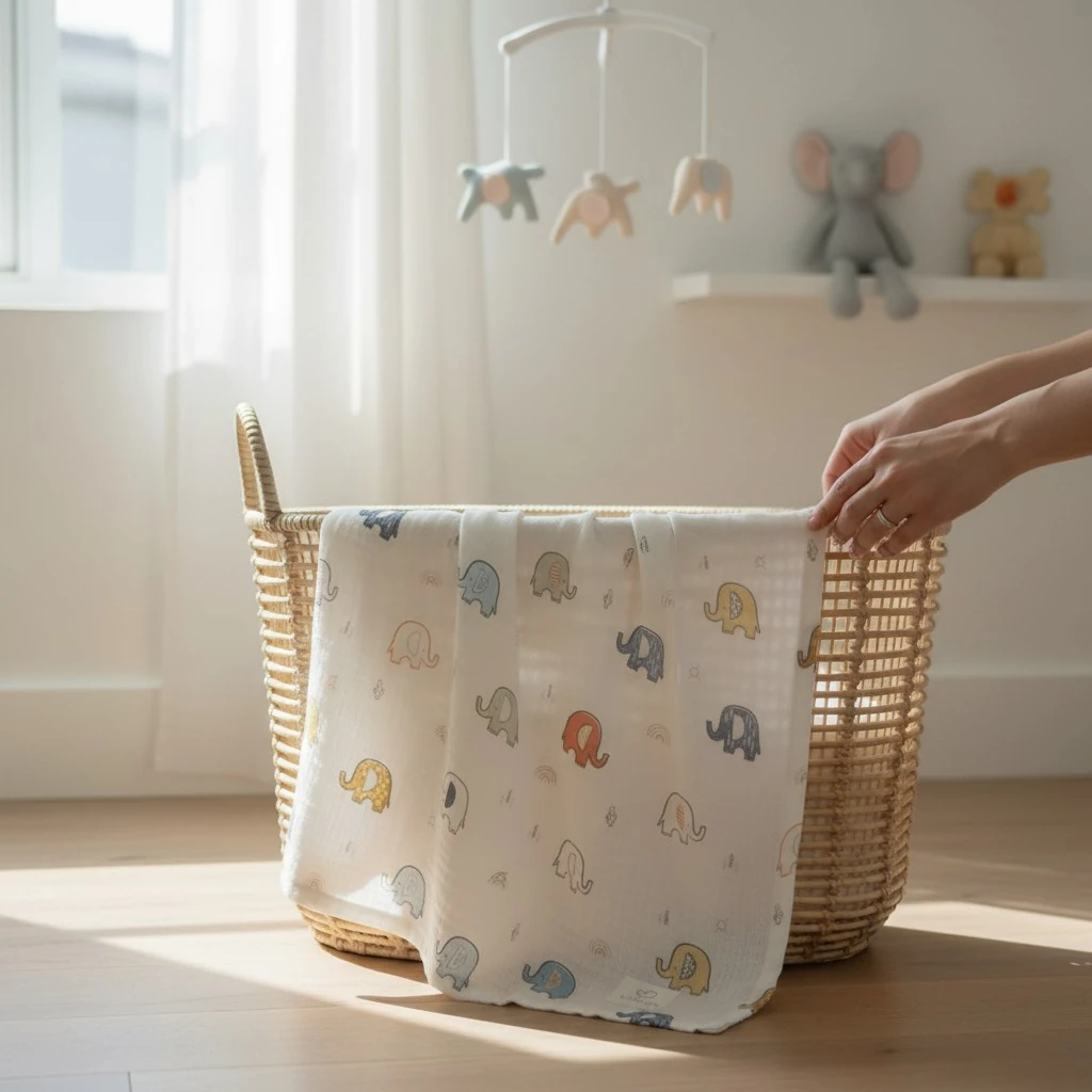 Eğlenceli Filler Müslin Örtü