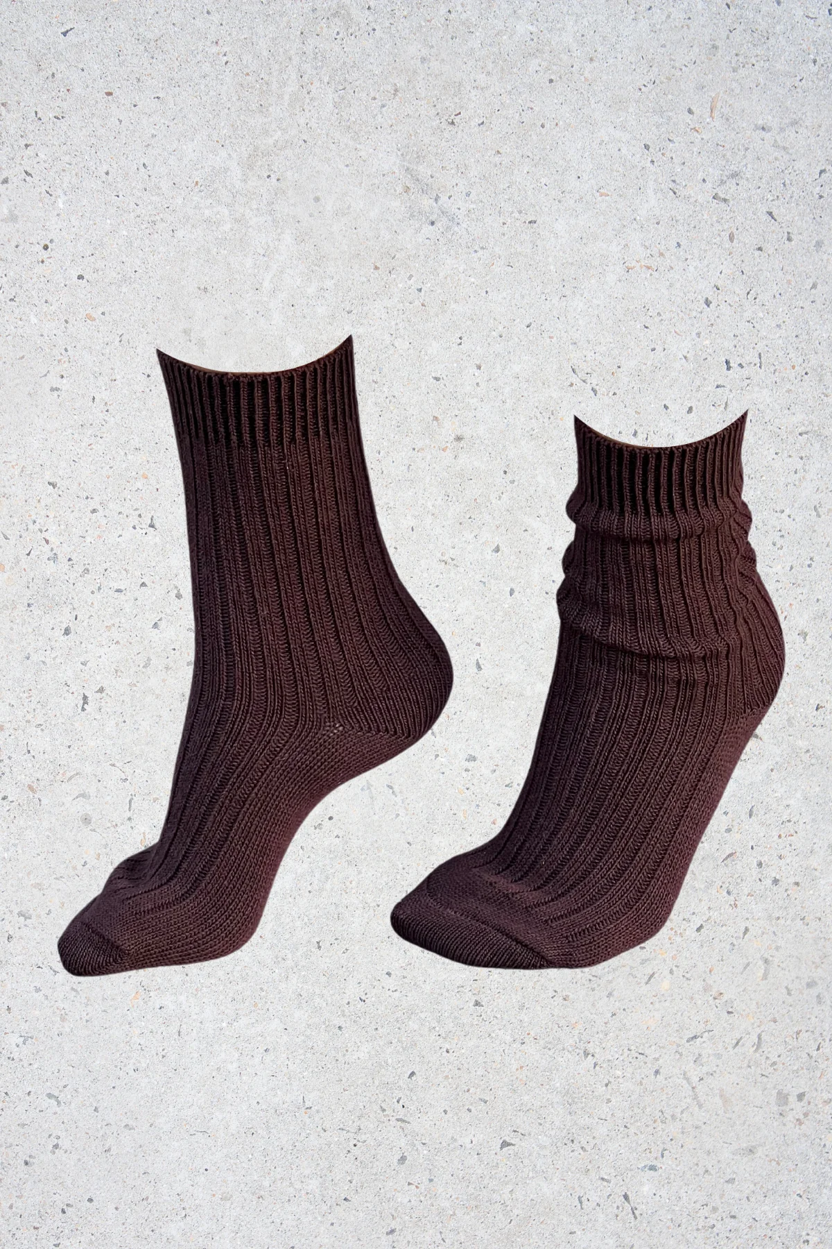 3 Adet Koyu Kahverengi Örgü Çorap