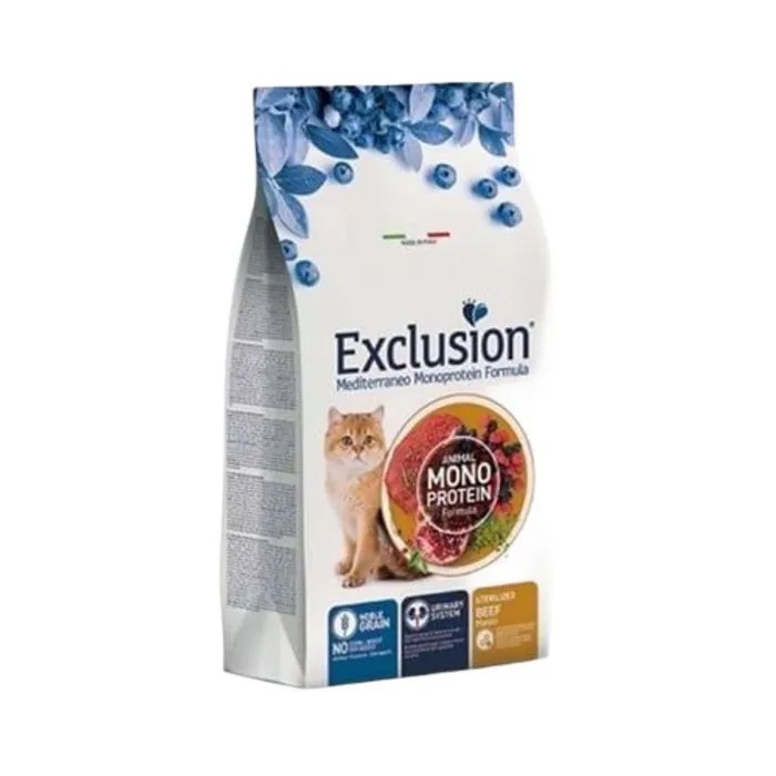 Exclusion Monoprotein Düşük Tahıllı Sığır Etli Kısırlaştırılmış Kedi Maması 12 Kg