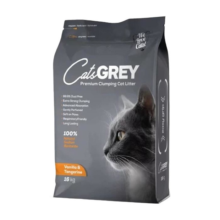 Cats Grey Vanilya Ve Mandalina Kokulu İnce Taneli Bentonit Kedi Kumu 16 kg
