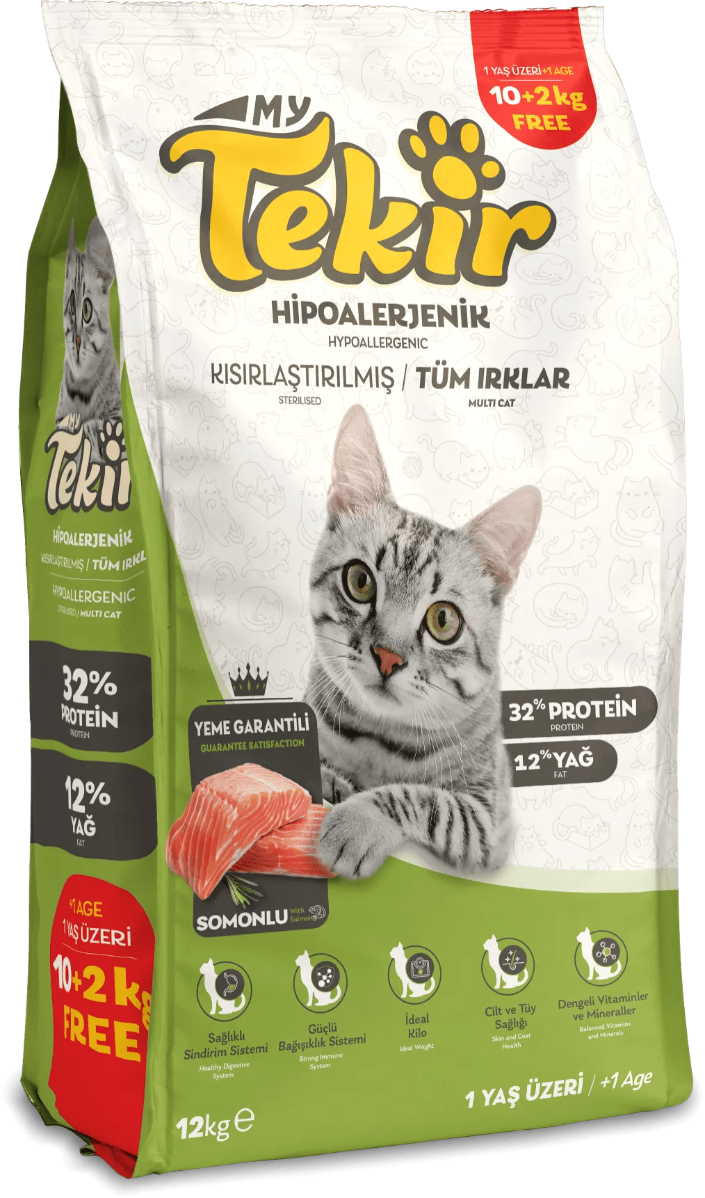 MyTekir Somonlu Kısırlaştırılmış Yetişkin Kedi Maması 12 Kg
