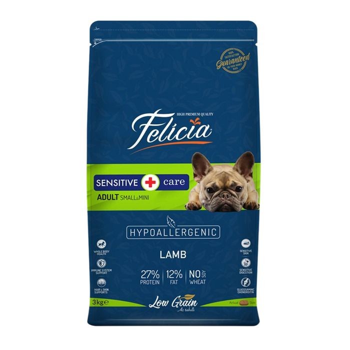 Felicia Az Tahıllı Yetişkin Kuzulu Small Mini HypoAllergenic Köpek Maması 3 Kg