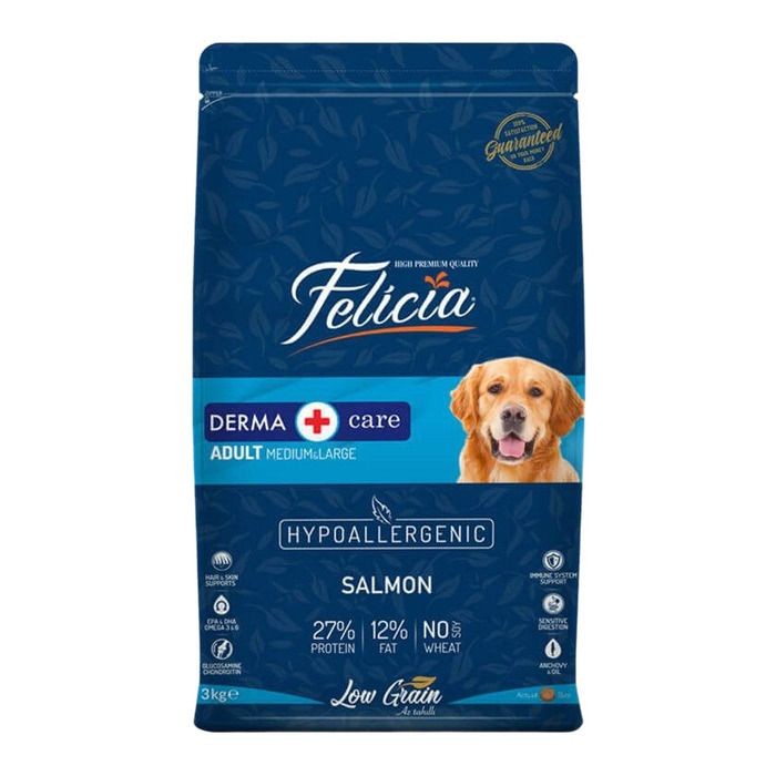 Felicia Az Tahıllı Yetişkin Somonlu Medium Large Breed HypoAllergenic Köpek Maması 3 Kg