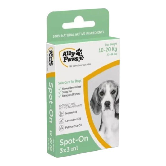 Spot-on 10-20 Kg Köpek Deri Bakımı Bitkisel Ense Damla Dış Parazit 3x3 Ml
