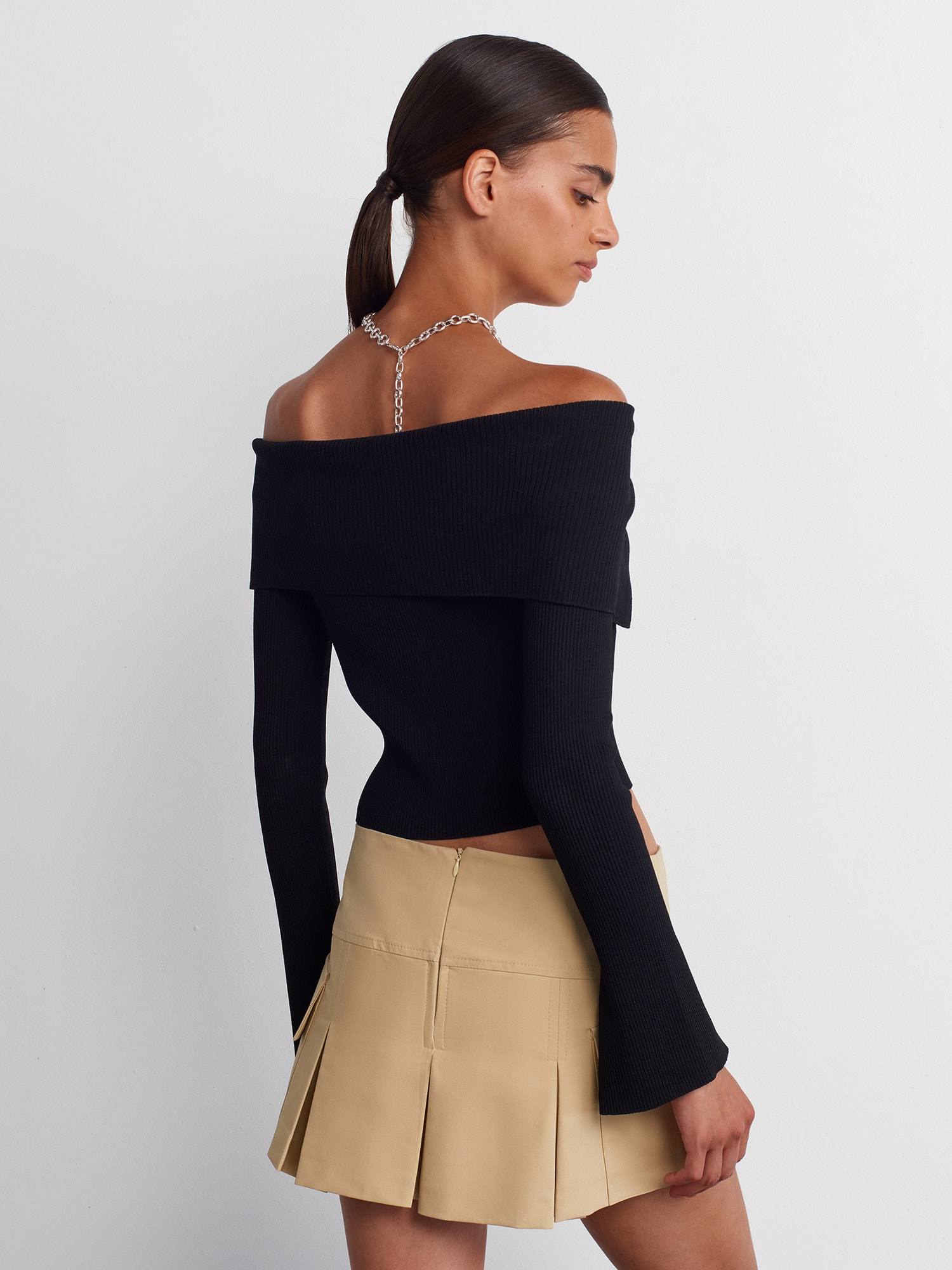 60252 BARDOT YAKA KOL YIRTMAÇLI DETAYLI HIRKA