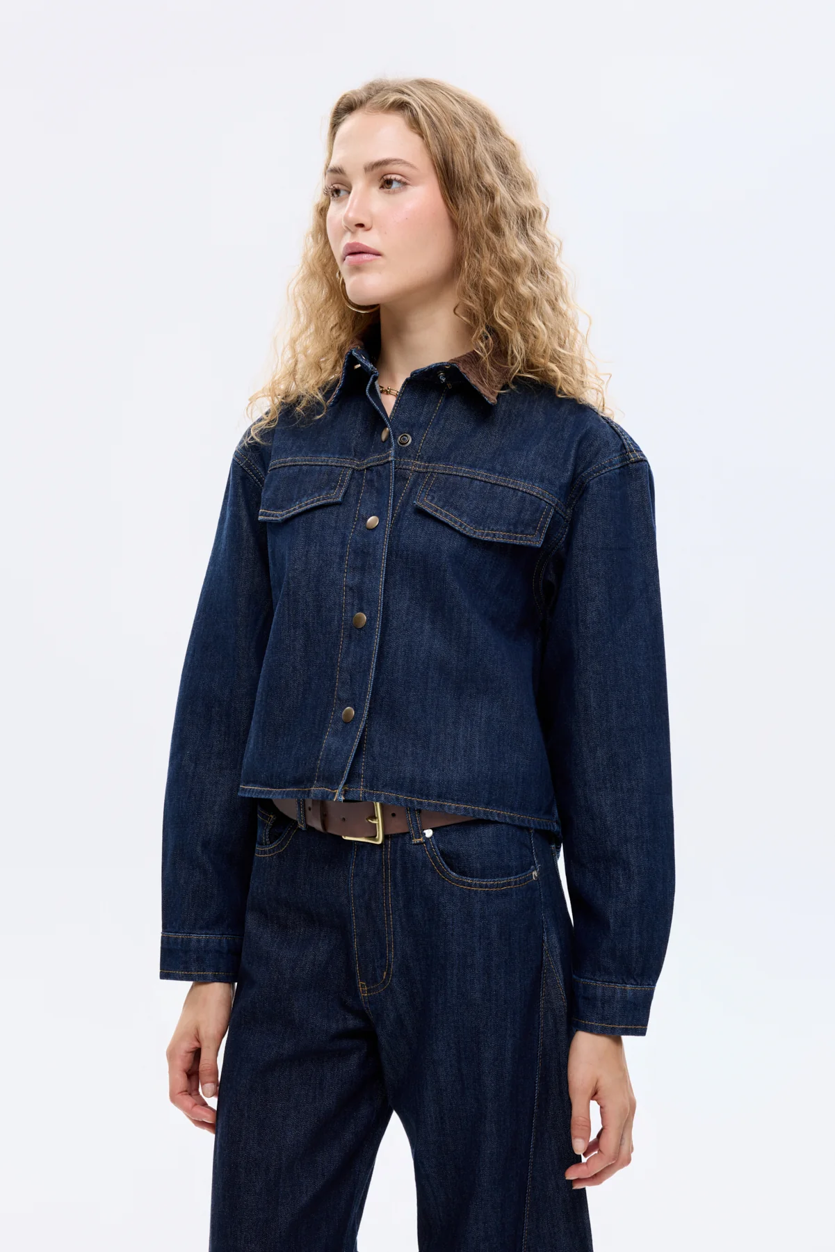 CKT00947 KADİFE YAKALI JEAN CEKET
