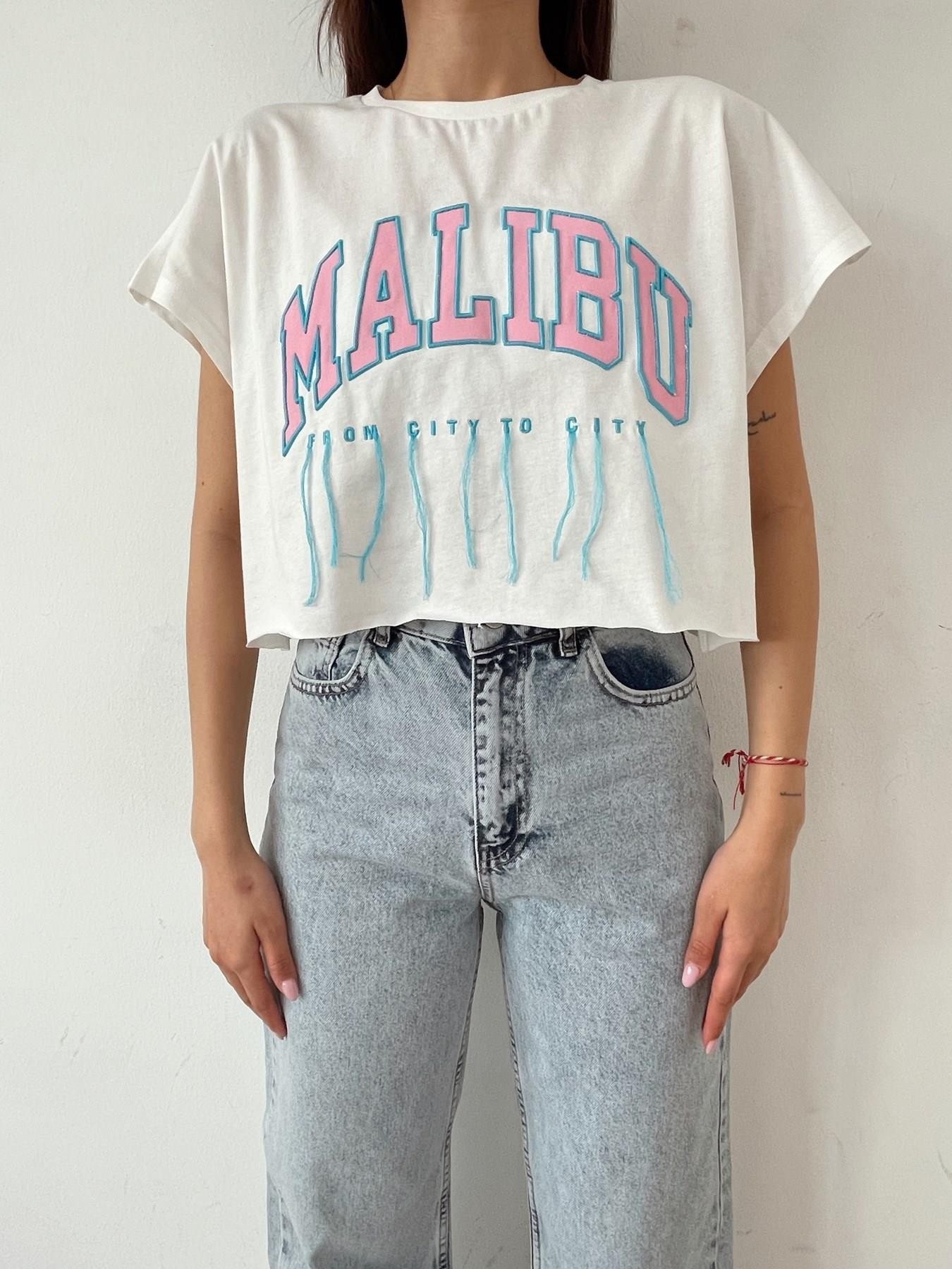 180244 MALIBU BASKILI KISA T-SHIRT