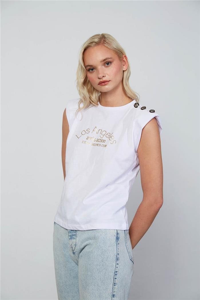 N23-1620 VATKALI VE BASKILI T-SHIRT