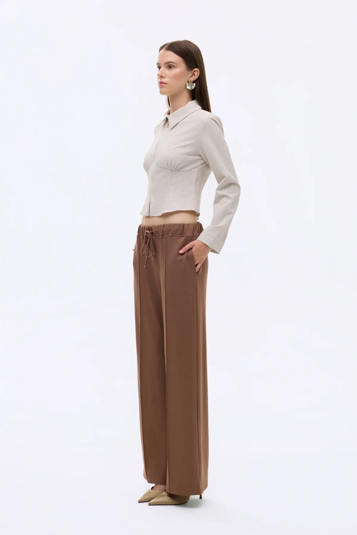 GML01010 FERMUARLI ÇİZGİLİ GÖMLEK