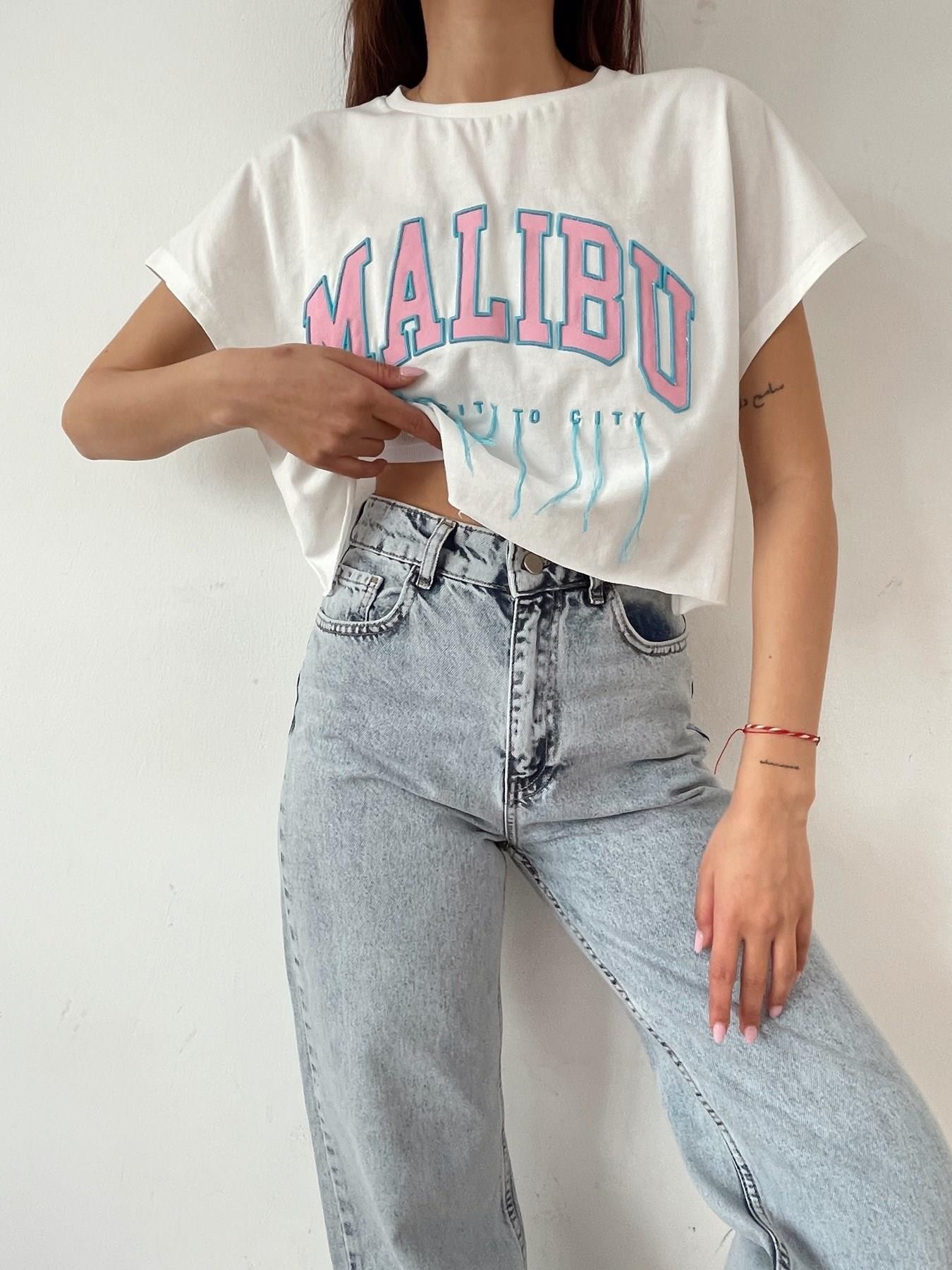 180244 MALIBU BASKILI KISA T-SHIRT