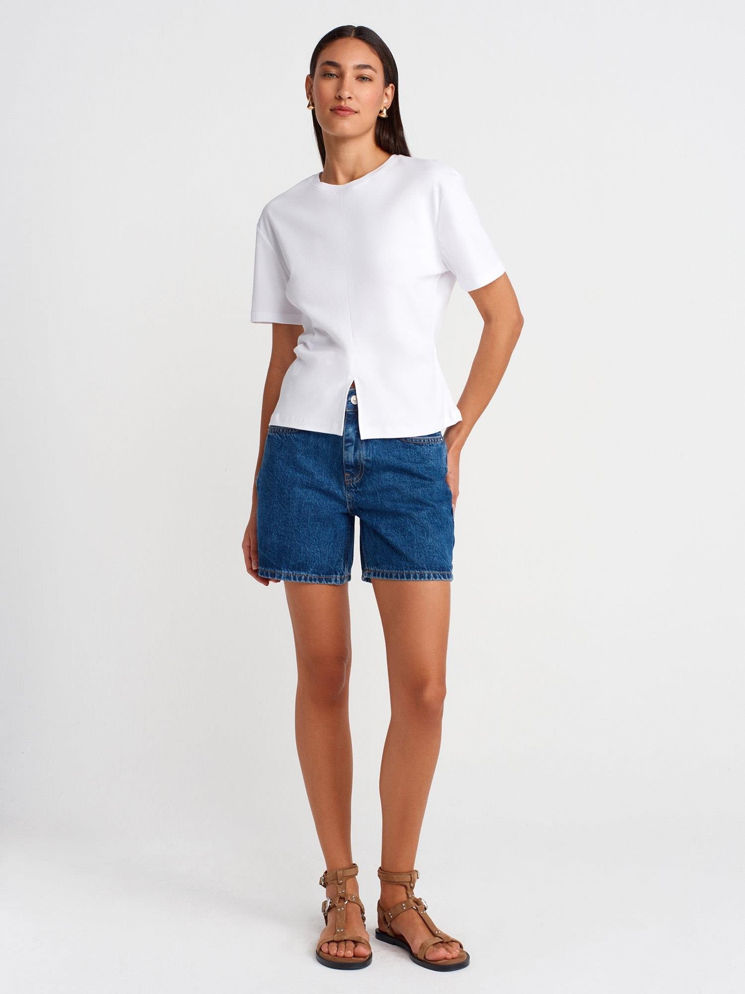 31874 YIRTMAÇ DETAYLI T-SHIRT
