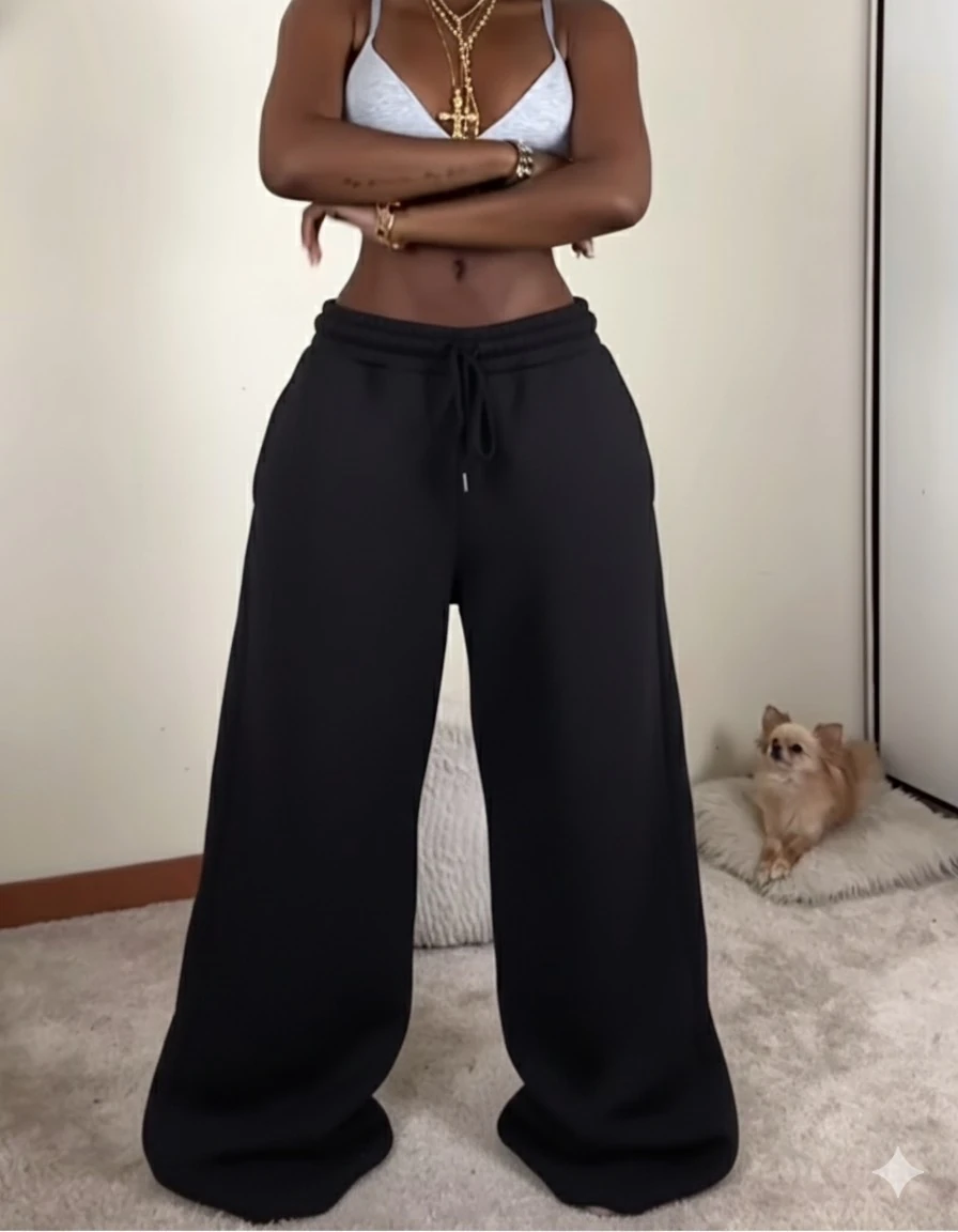 Siyah Aşırı Oversize Eşofman Altı