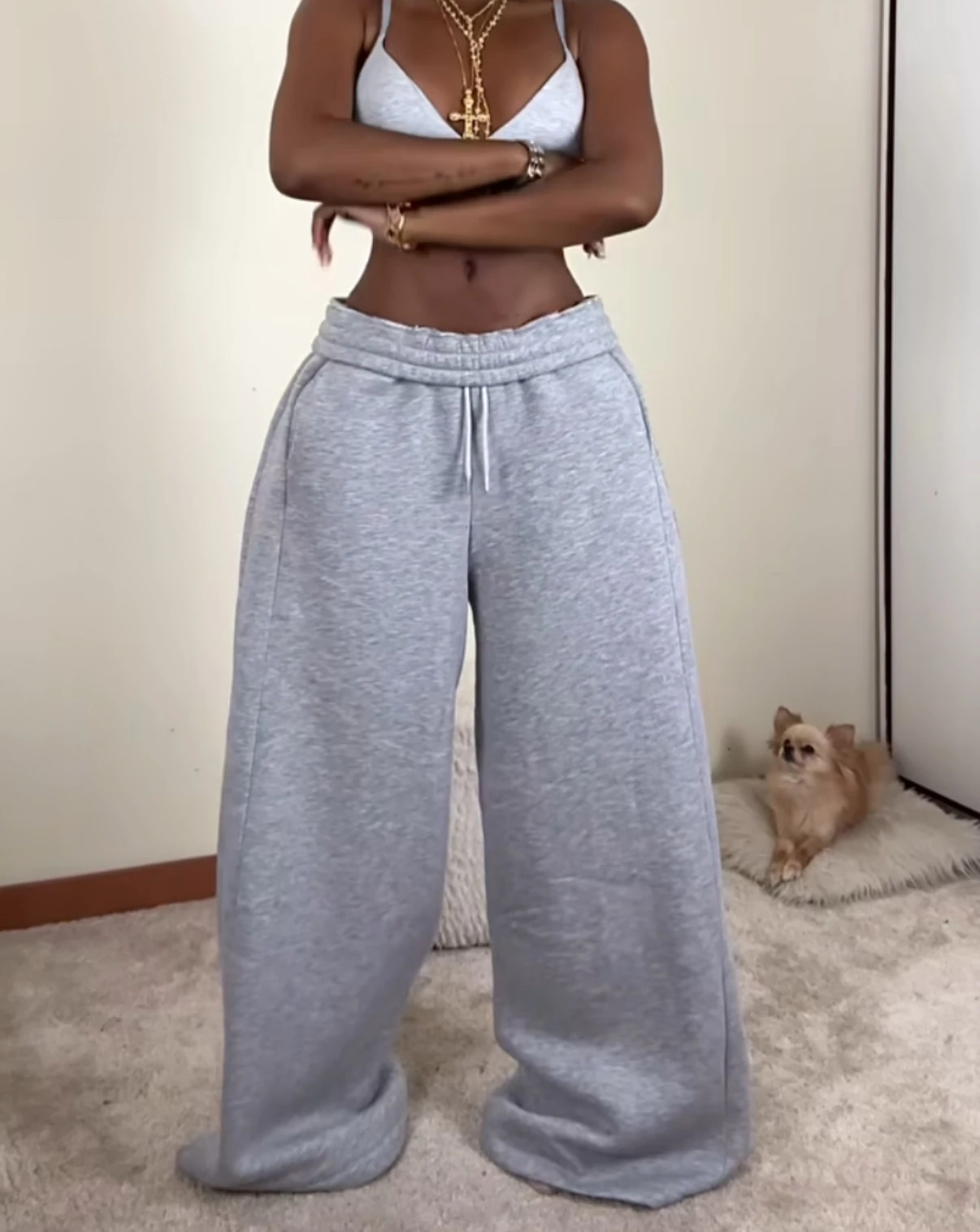 Gri Renk Aşırı Oversize Eşofman Altı