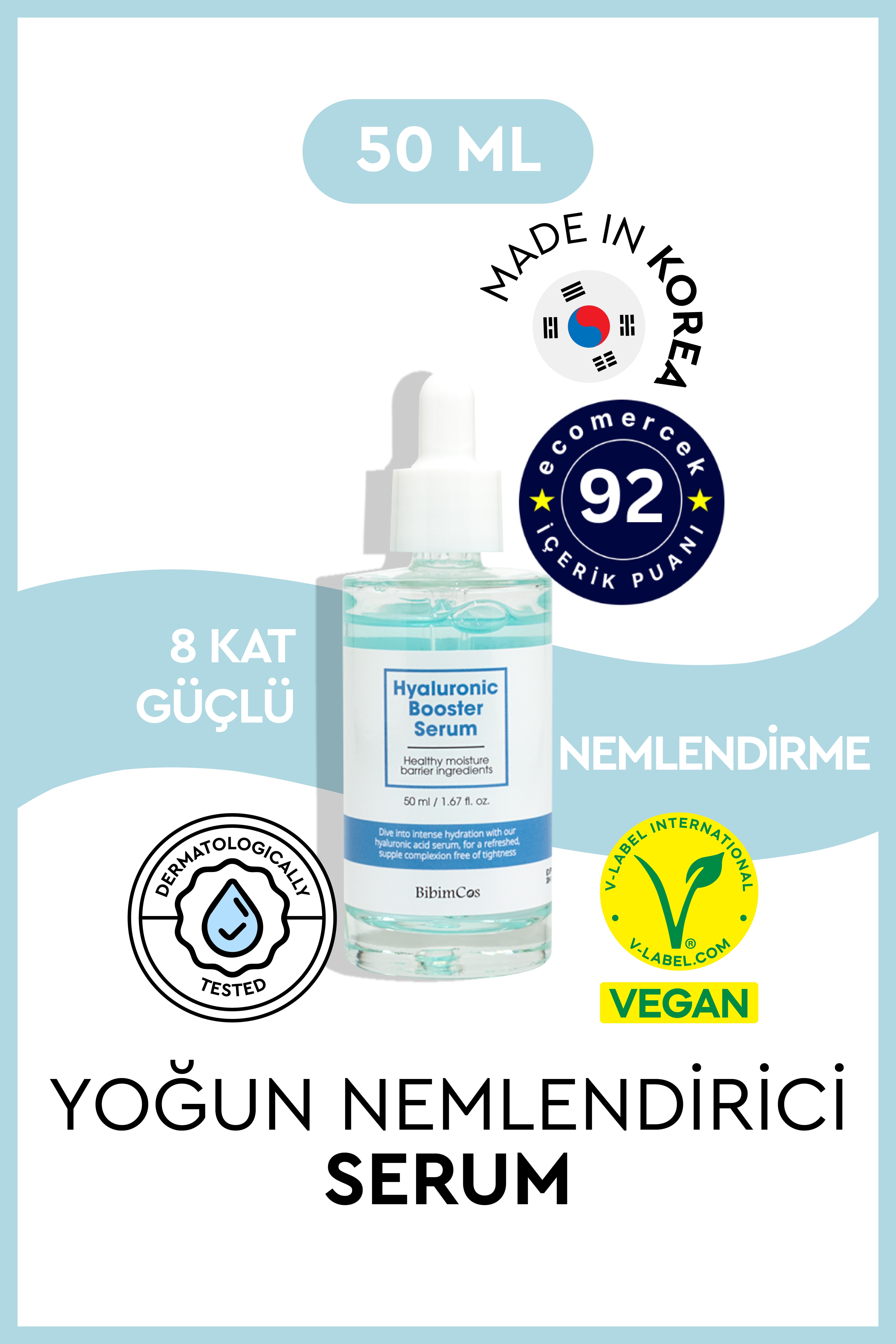 Bibimcos Hyaluronic Booster Serum 50ml - Yoğun Nemlendirici Serum
