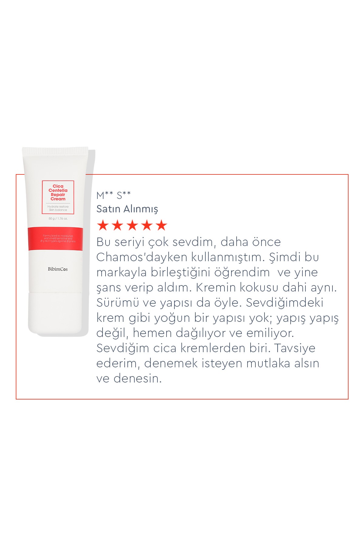 Bibimcos Cica Centella Repair Cream 50gr - Cilt Onarıcı ve Sakinleştirici Krem